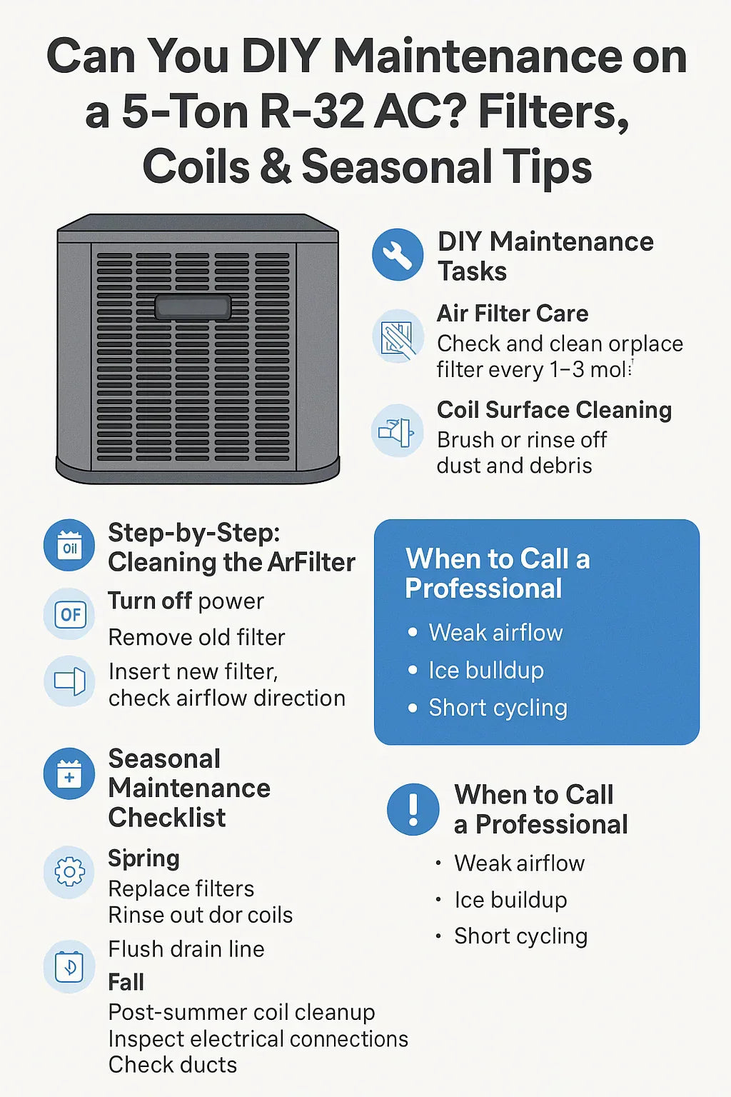 Can You DIY Maintenance on a 5-Ton R-32 AC? Filters, Coils & Seasonal Tips