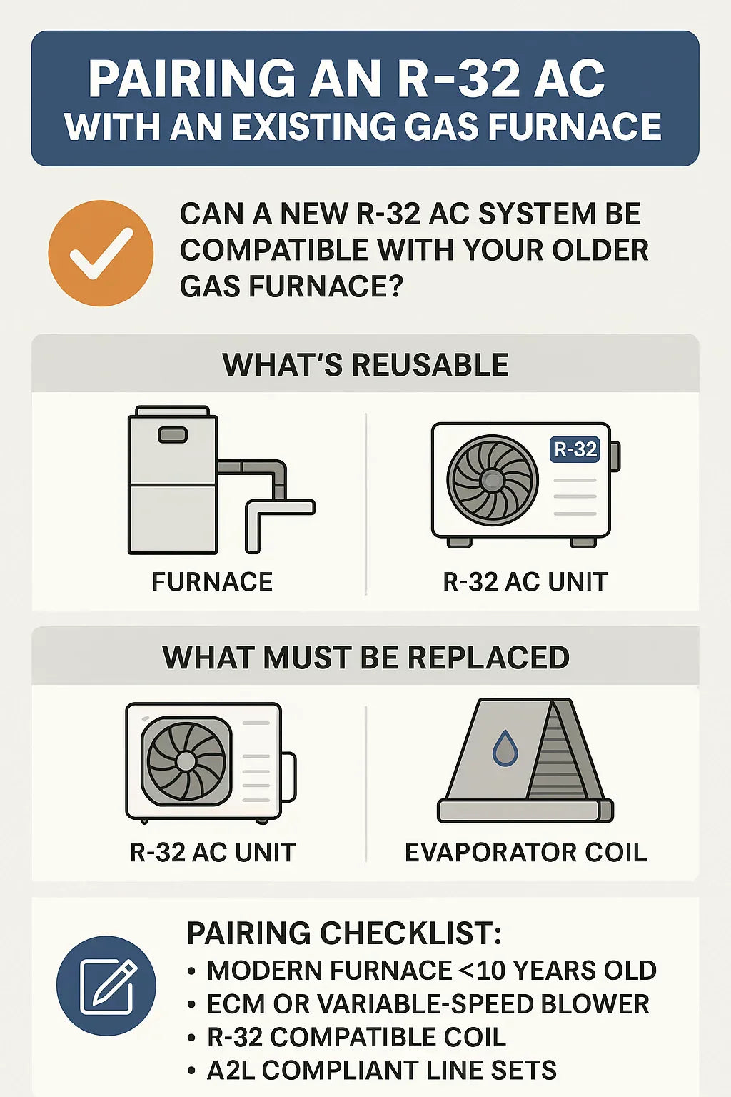 Can You Pair R-32 ACs with Existing Gas Furnaces