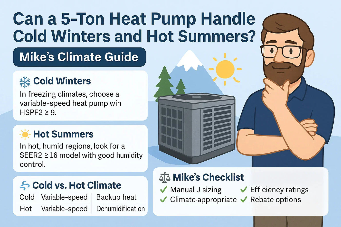 Can a 5-Ton Heat Pump Handle Cold Winters and Hot Summers? Mike’s Climate Guide