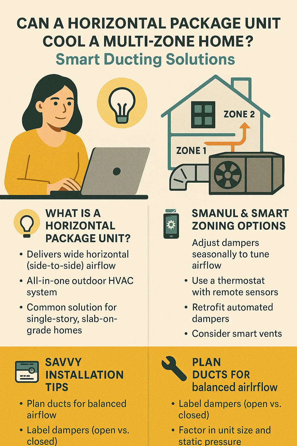 Can a Horizontal Package Unit Cool a Multi-Zone Home? Smart Ducting Solutions