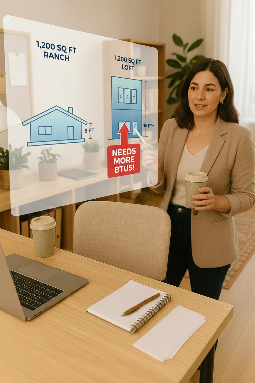 Ceiling Height Secrets — Why a 1,200 sq ft Loft Needs More BTUs Than a 1,200 sq ft Ranch