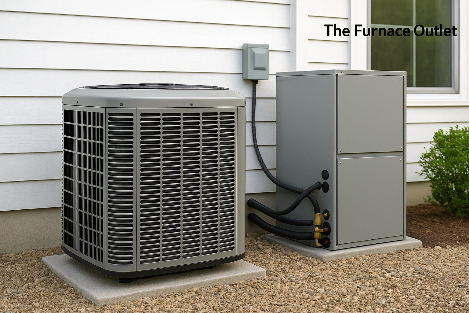 Central air conditioning unit and air handler installed outside a home
