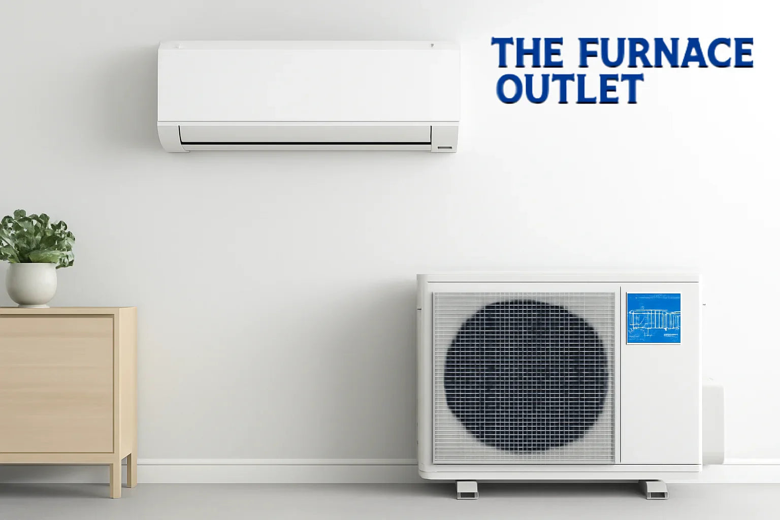 Clean and modern installation of an ENERGY STAR mini-split system, showcasing the indoor air handler and outdoor condenser unit in a minimalist room