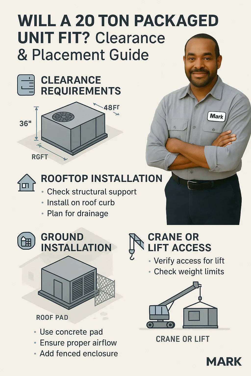 Clearance & Space Planning Will a 20 Ton Packaged Unit Fit on Your Roof or Pad