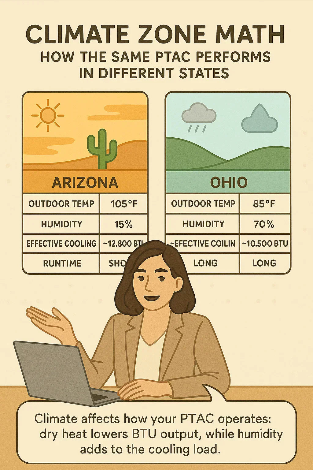 Climate Zone Math — Why a 15k BTU PTAC Performs Differently in Arizona vs. Ohio