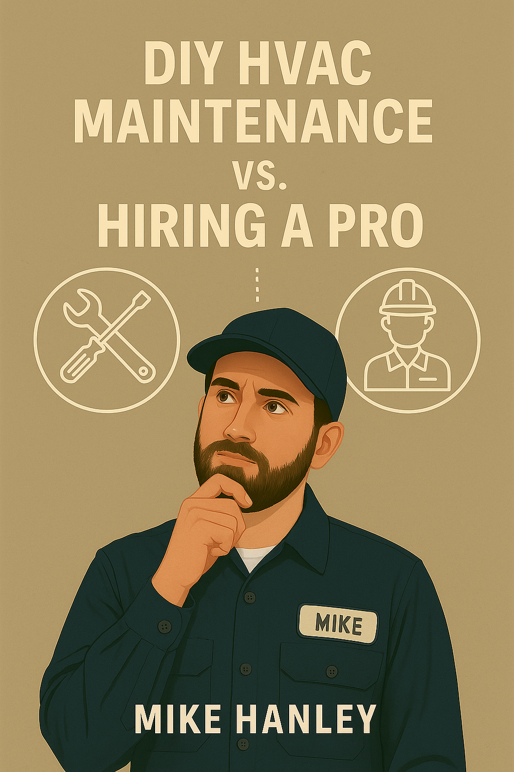 A HVAC systems specialist thinking carefully.