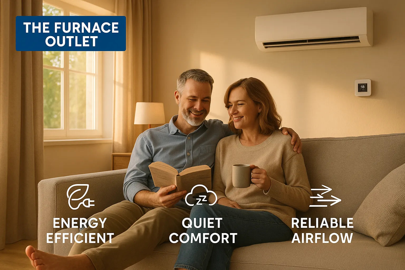 Comfortable modern home with subtle HVAC features reflecting efficient, reliable heating and cooling