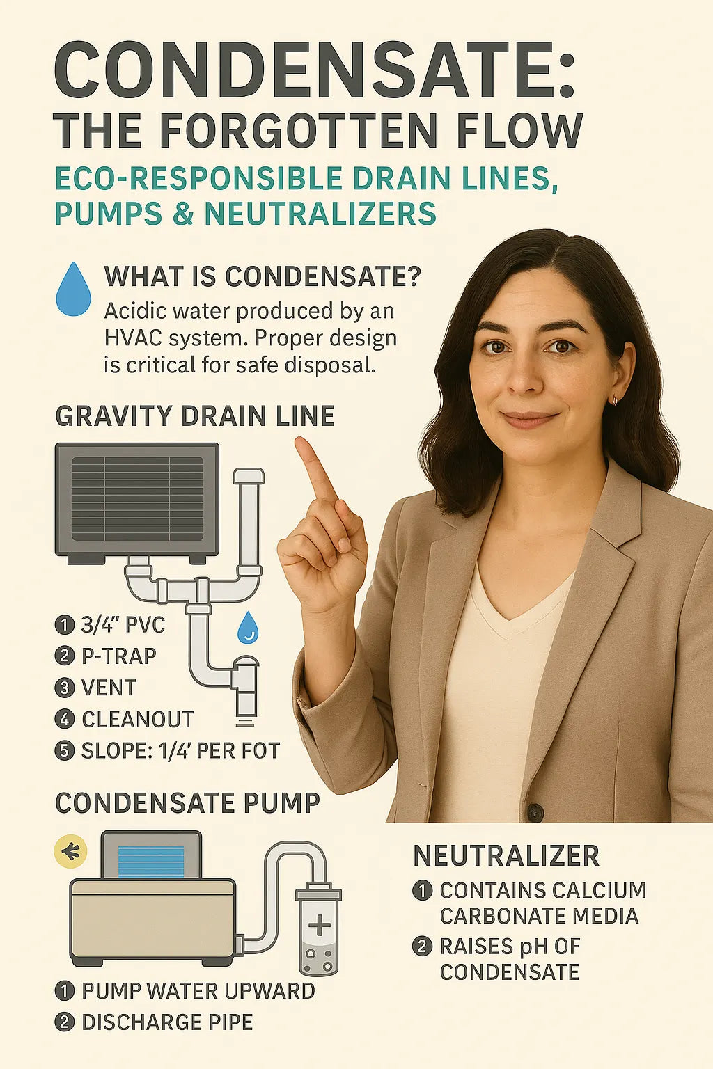 Condensate The Forgotten Flow — Designing Eco-Responsible Drain Lines, Pumps & Neutralizers