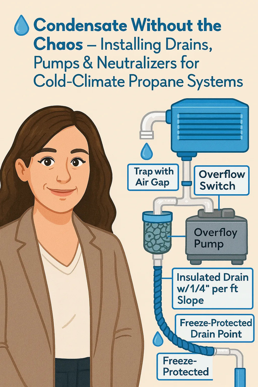 Condensate Without the Chaos — Installing Drains, Pumps & Neutralizers for Cold-Climate Propane Systems