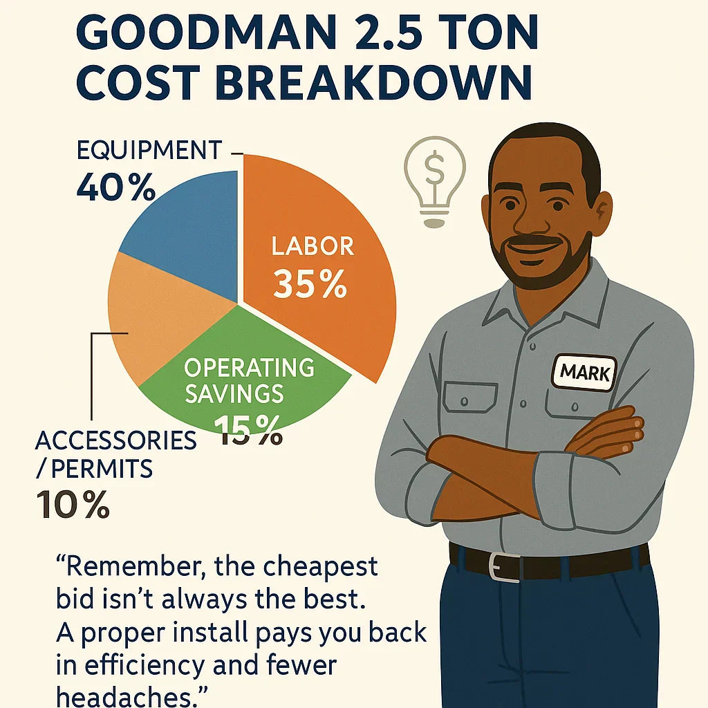 Cost Breakdown Equipment, Labor & Long-Term Savings with a 2.5 Ton Goodman System