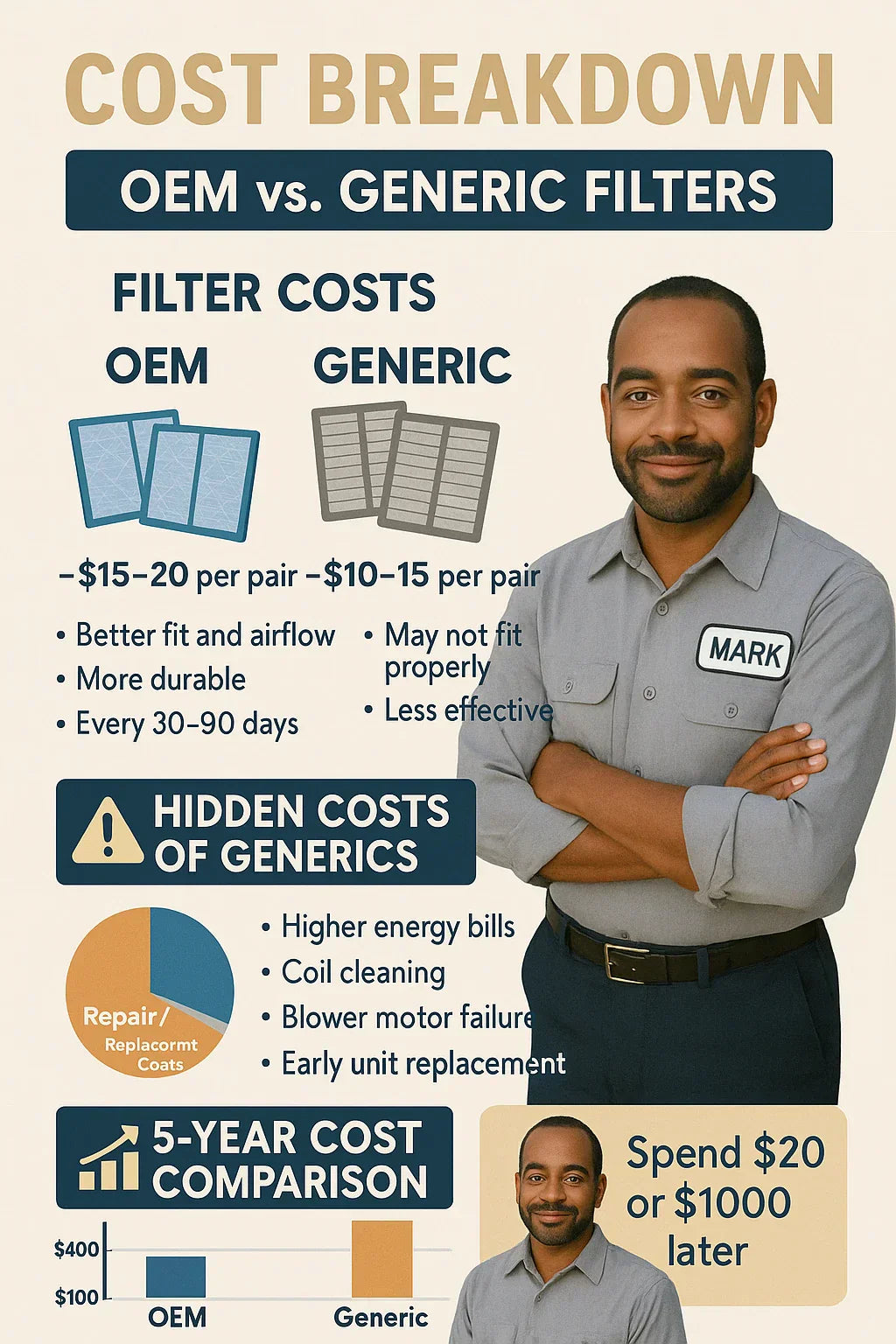 Cost Breakdown OEM vs. upfront cost of genuine GE PTAC Hotpoint filters