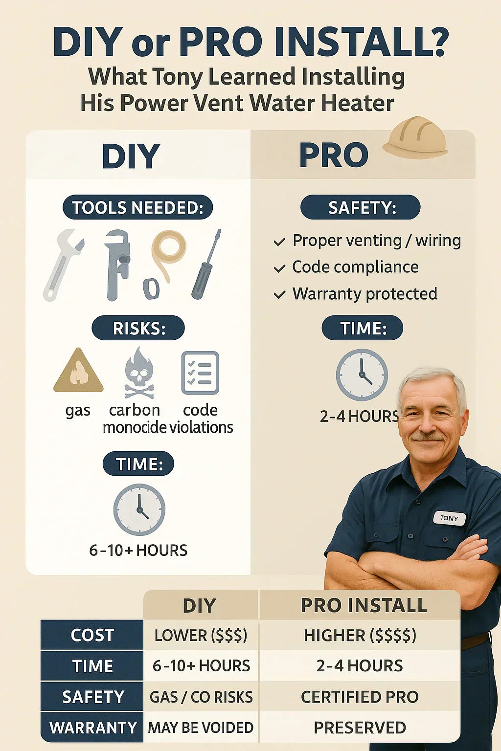 DIY or Pro Install? What Tony Learned Installing His Power Vent Water Heater