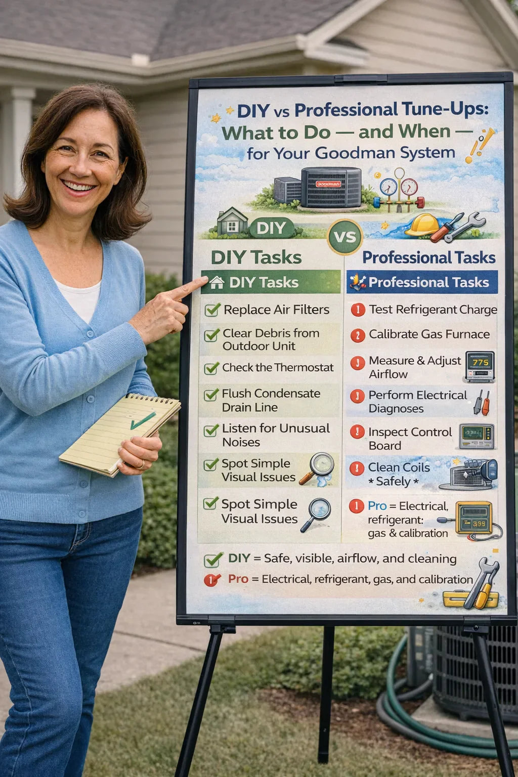 DIY vs Professional Tune-Ups What to Do — and When — for Your Goodman System