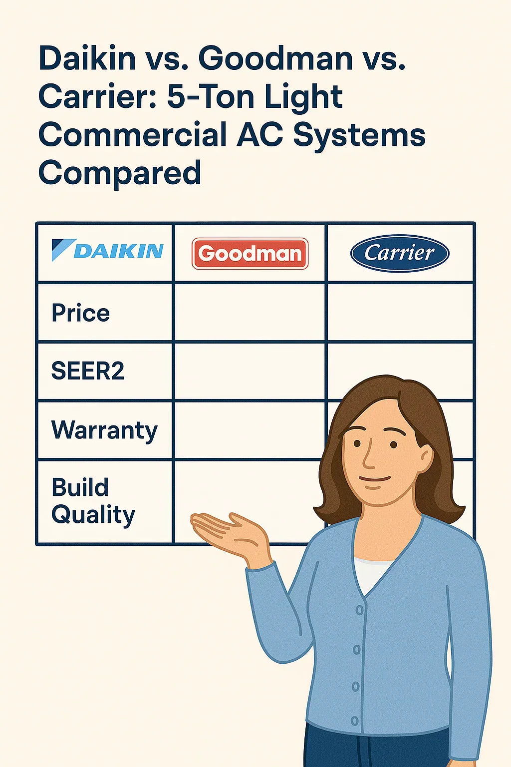 Daikin vs. Goodman vs. Carrier 5-Ton Light Commercial AC Systems Compared