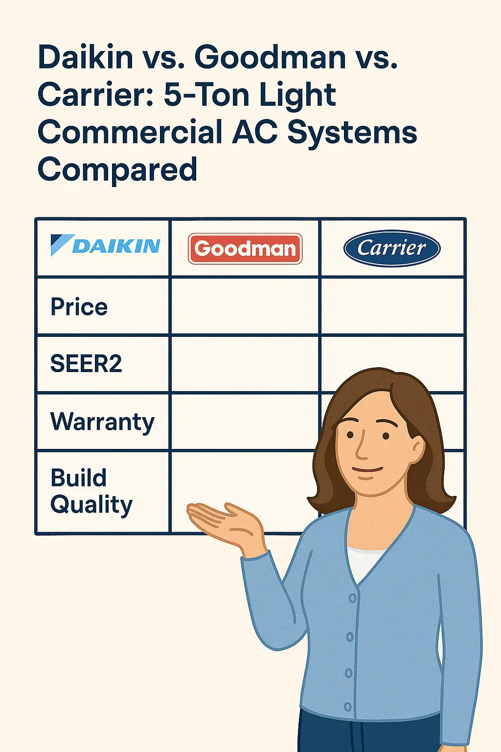 Daikin vs. Goodman vs. Carrier: 5-Ton Light Commercial AC Systems Compared