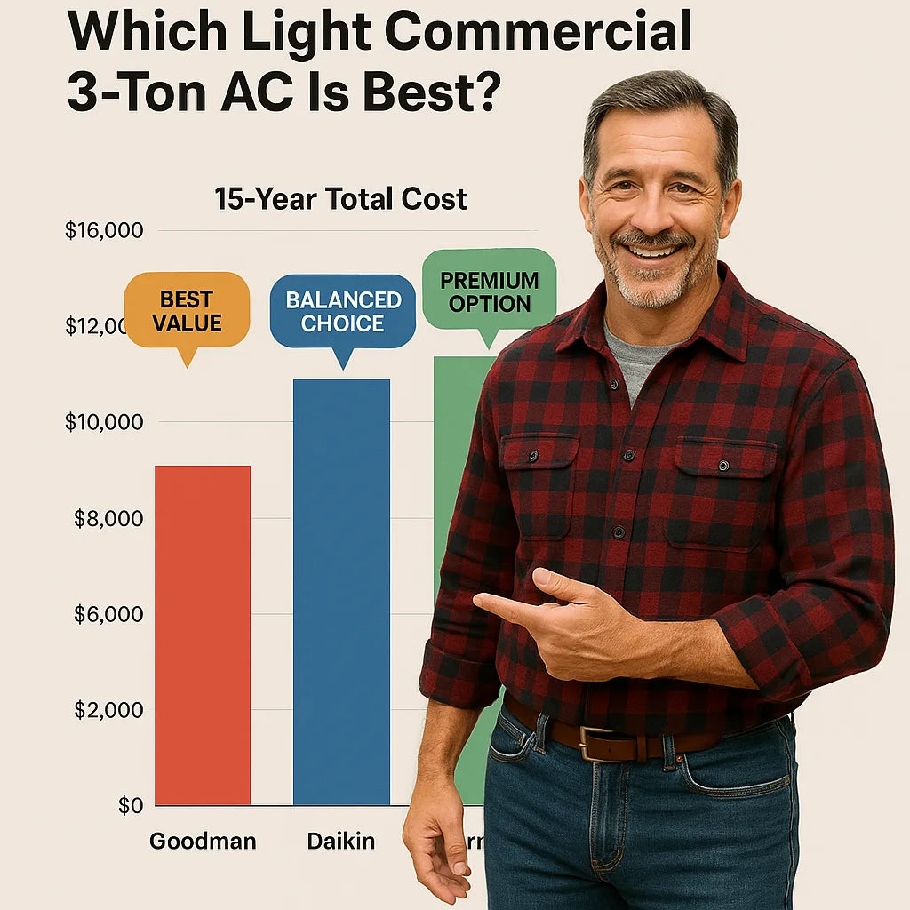 Daikin vs. Goodman vs. Carrier: Which Light Commercial 3-Ton AC Is Best?