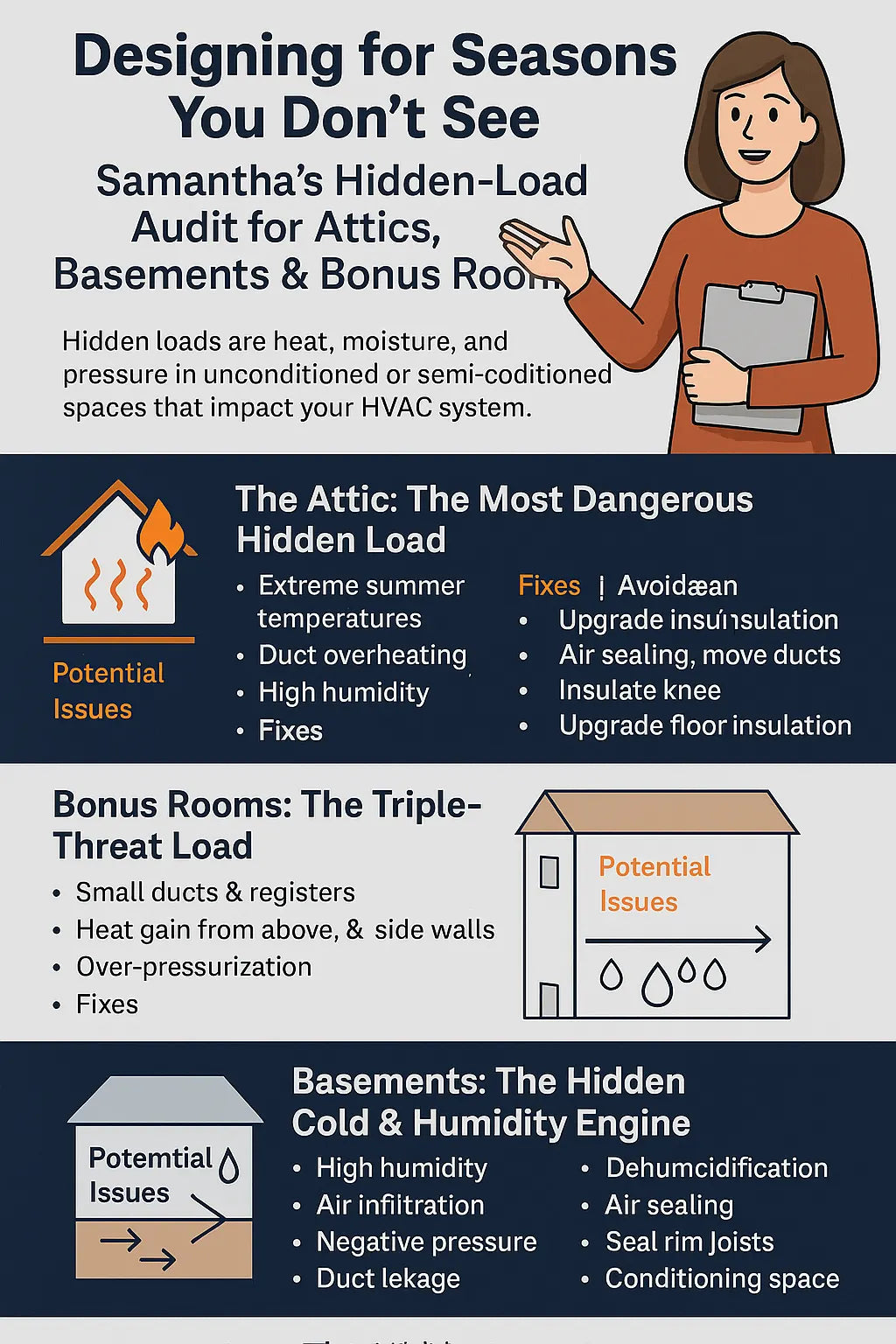 Designing for Seasons You Don’t See: Samantha’s Hidden-Load Audit for Attics, Basements & Bonus Rooms