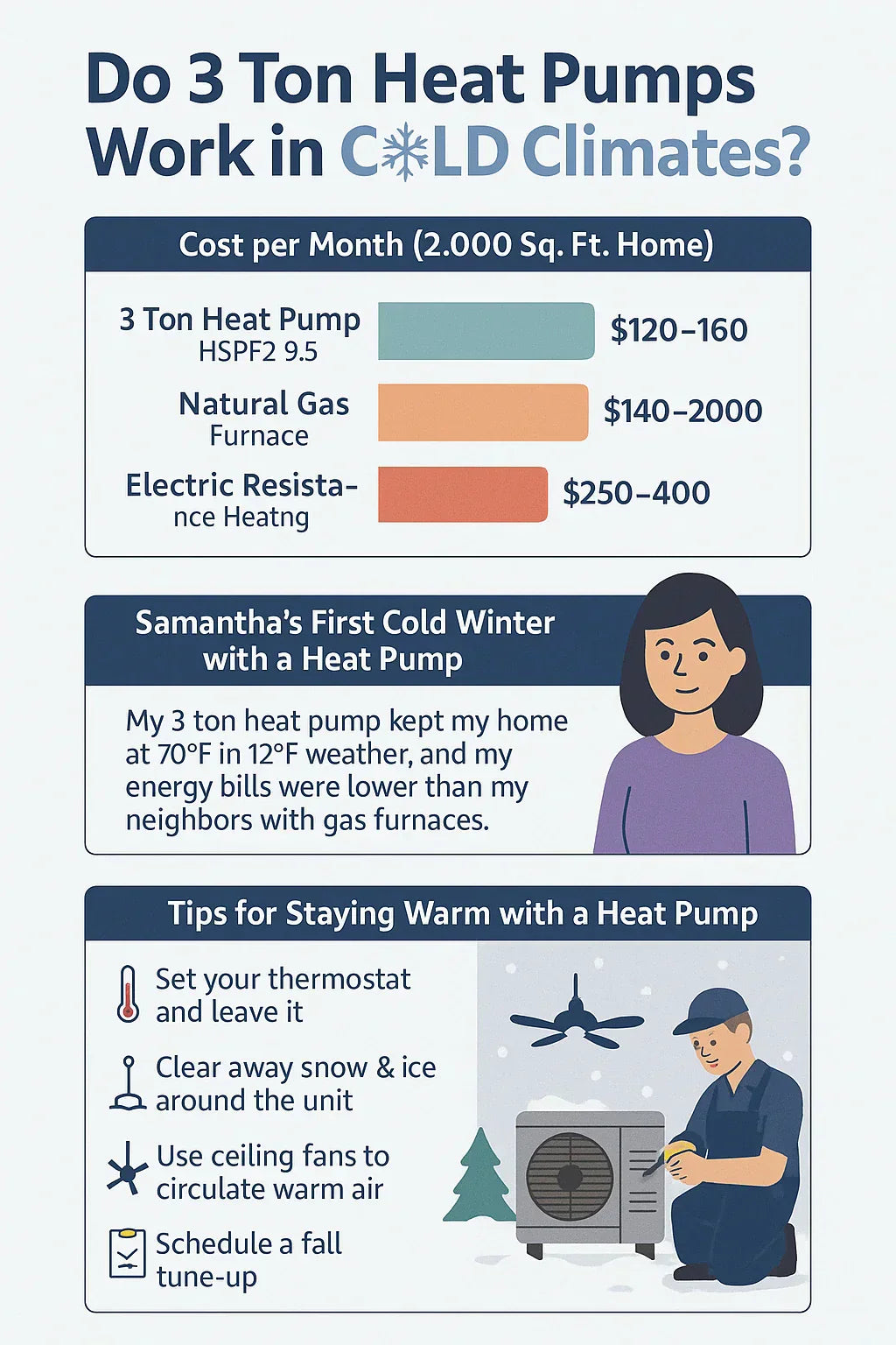 Do 3 Ton Heat Pumps Work in Cold Climates? Samantha’s Winter Experience
