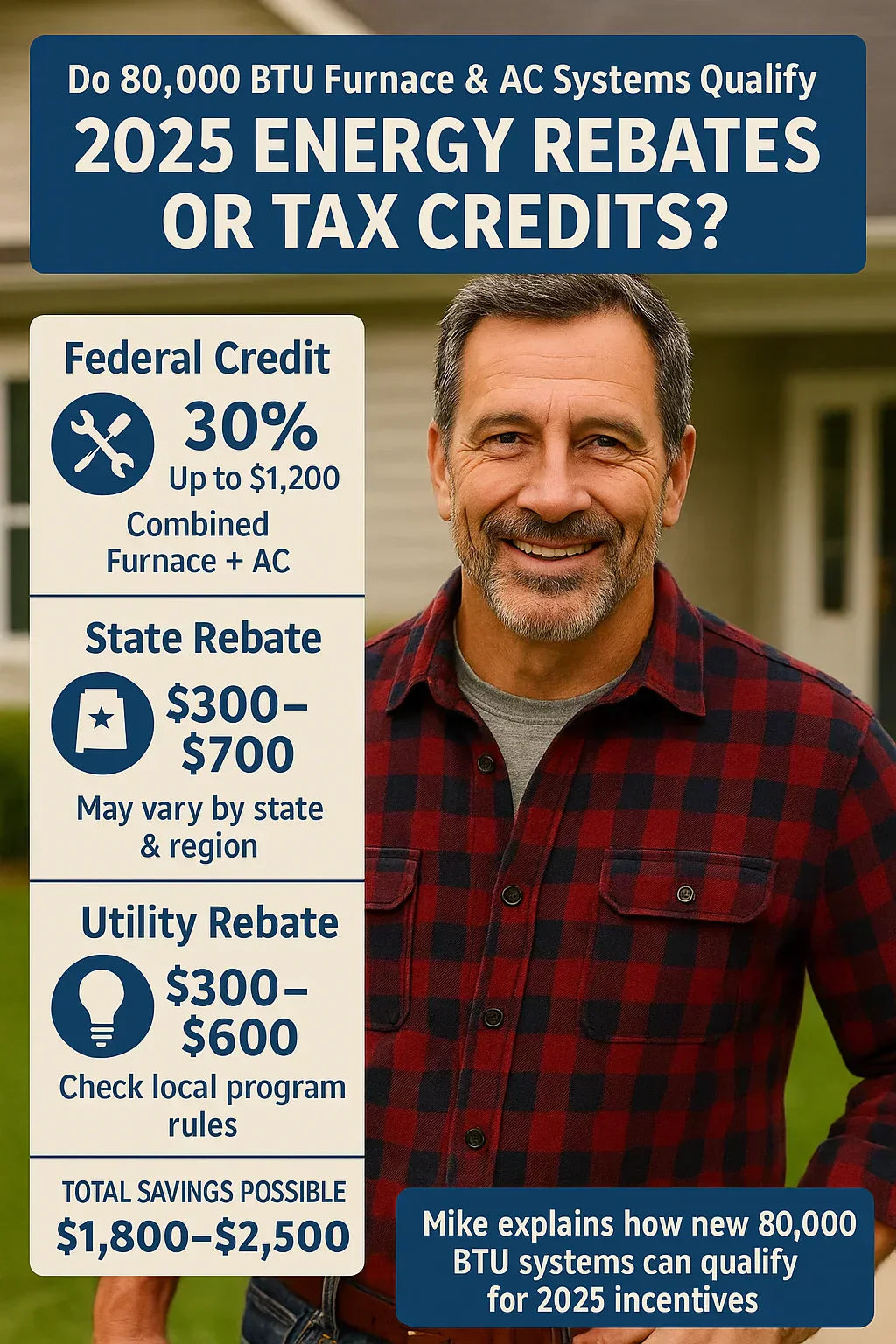 Do 80,000 BTU Furnace & AC Systems Qualify for 2025 Energy Rebates or Tax Credits?