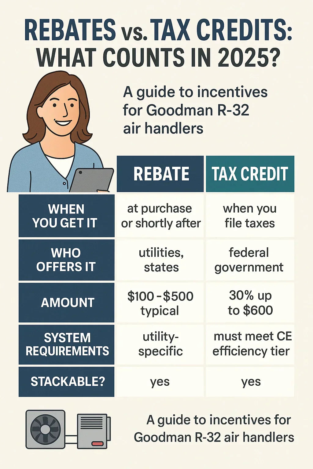 Do Goodman R-32 Compatible Air Handlers Qualify for Rebates or Tax Credits in 2025?
