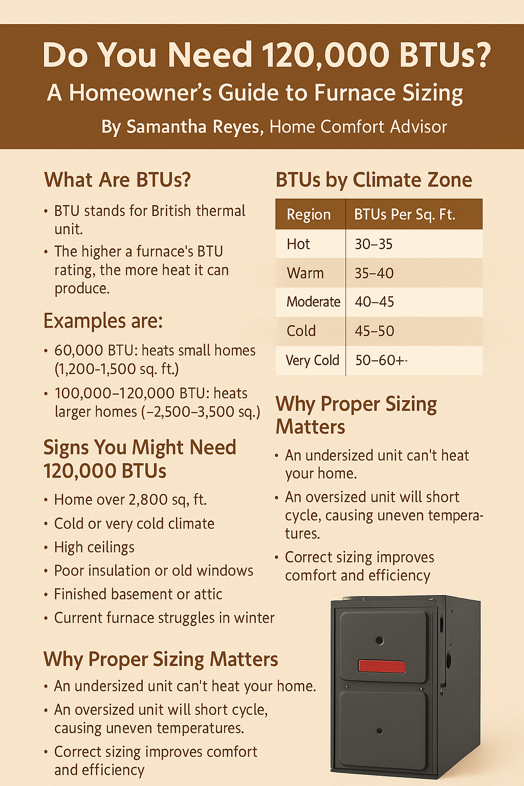 Do You Need 120,000 BTUs? A Homeowner's Guide to Furnace Sizing - By Samantha Reyes, Home Comfort Advisor