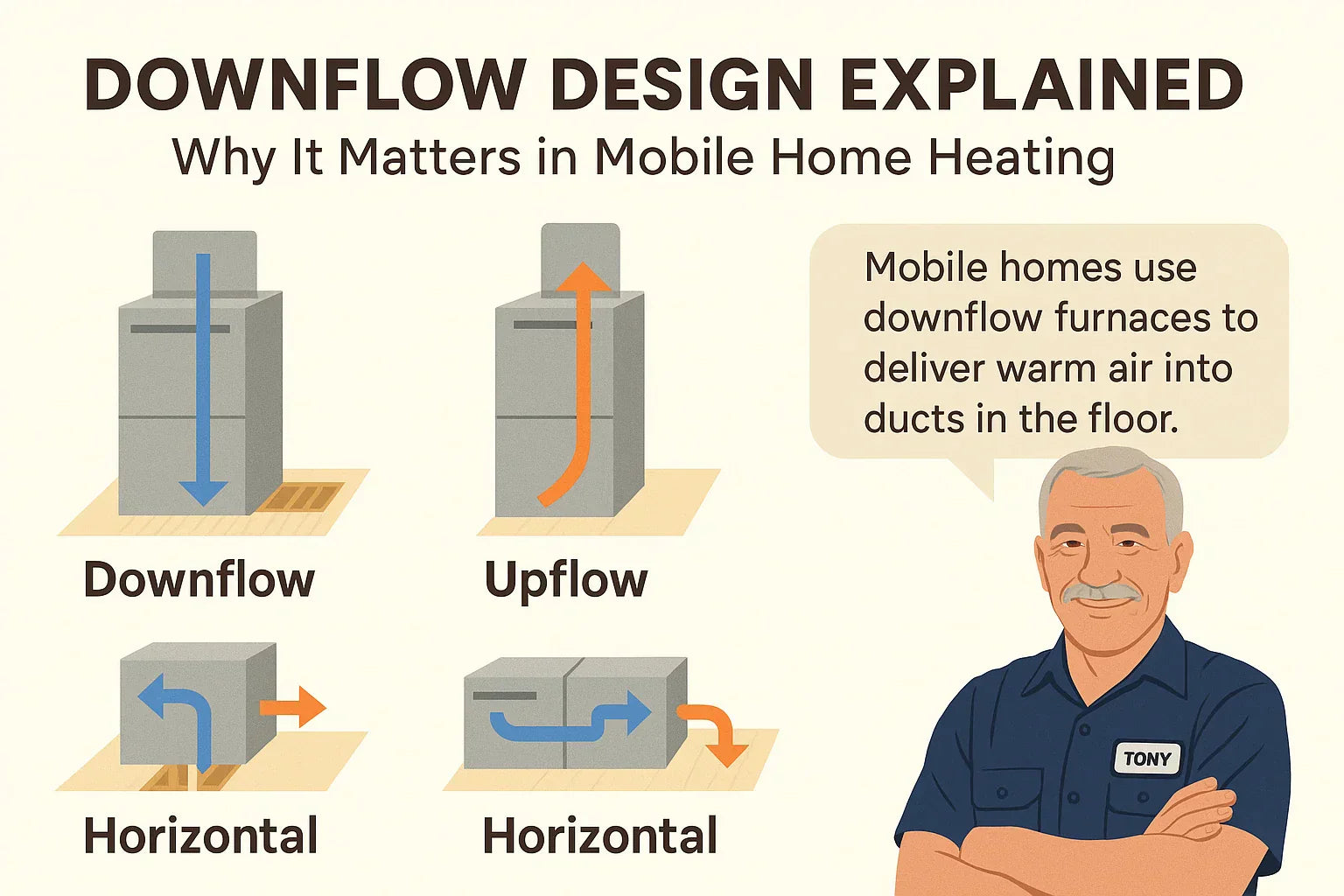 Downflow Design Explained: Why It Matters in Mobile Home Heating