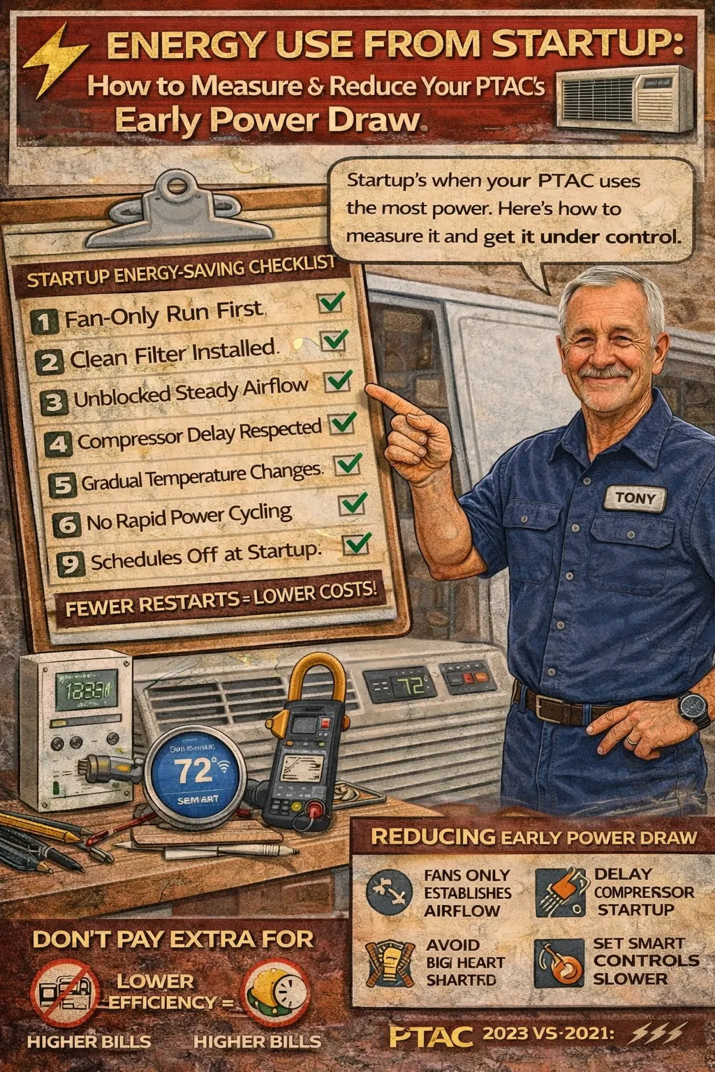 Energy Use From Startup: How to Measure & Reduce Your PTAC’s Early Power Draw