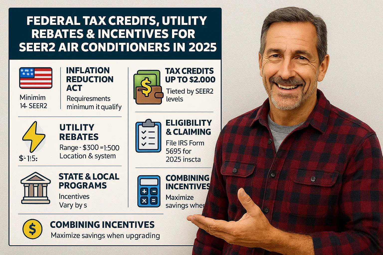 Federal Tax Credits, Utility Rebates & Incentives for SEER2 Air Conditioners in 2025