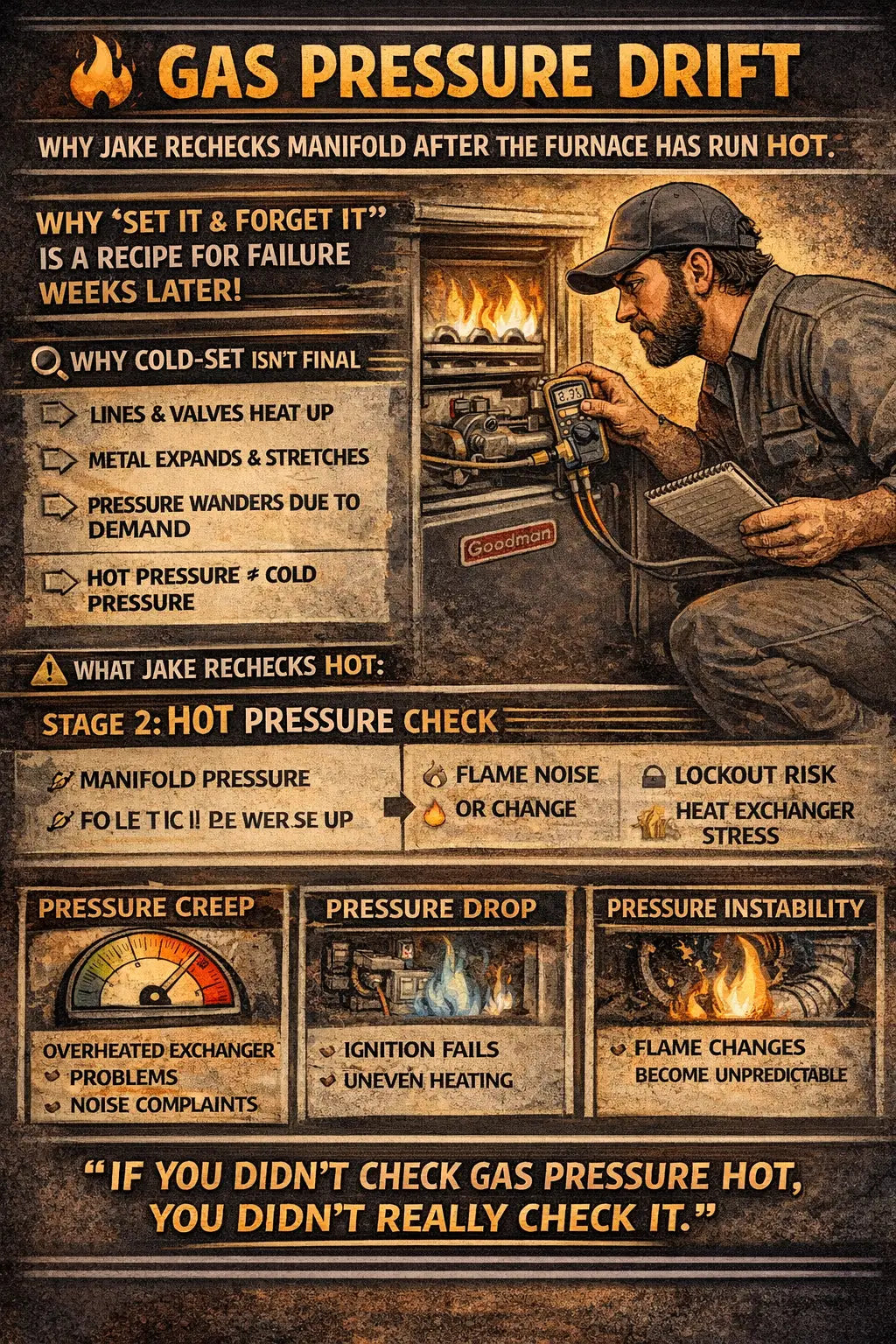 Gas Pressure Drift: Why Jake Rechecks Manifold After the Furnace Has Run Hot