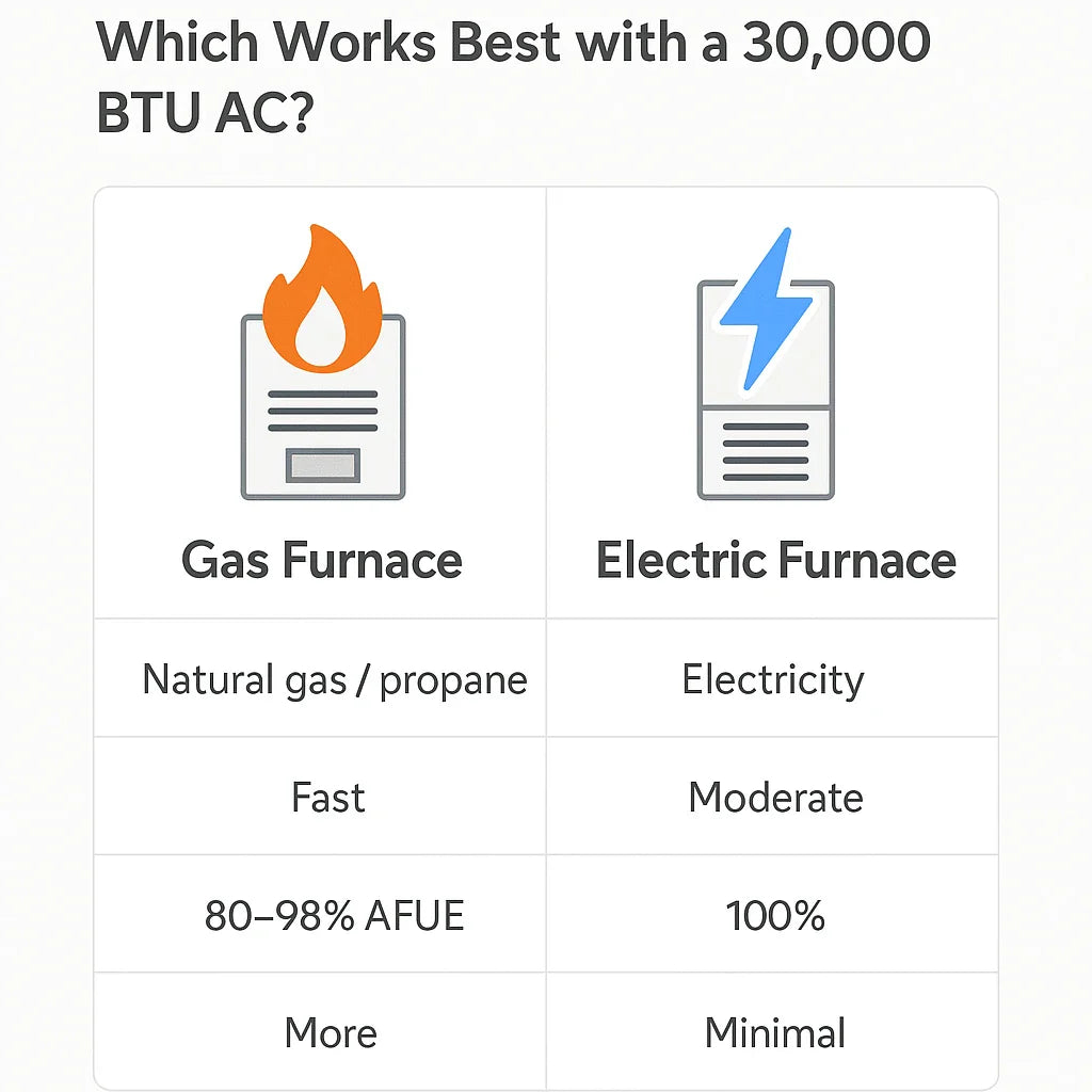 Gas vs. Electric Furnace Pairings: Which Works Best with a 30,000 BTU AC?
