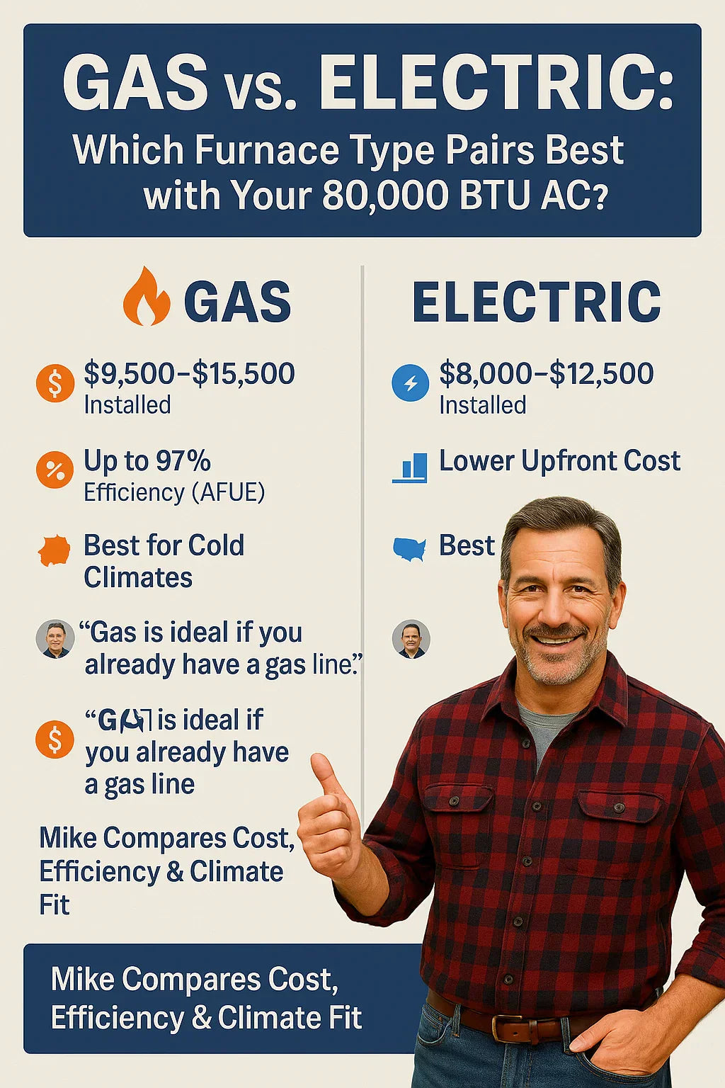 Gas vs. Electric: Which Furnace Type Pairs Best with Your 80,000 BTU AC?
