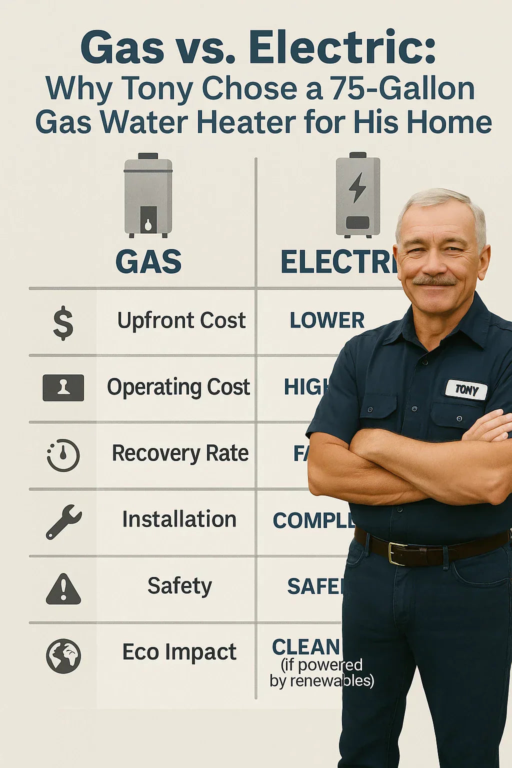 Gas vs. Electric: Why Tony Chose a 75-Gallon Gas Water Heater for His Home