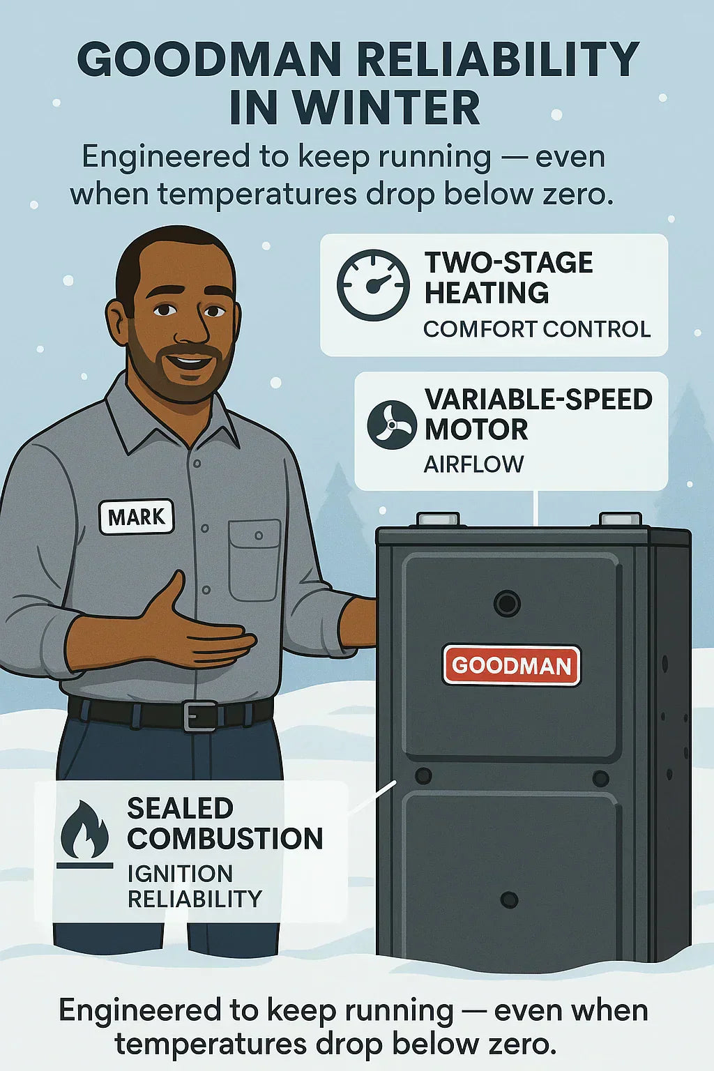 Goodman Reliability in Winter: How the GRVT961005DN Performs in Harsh Cold Climates