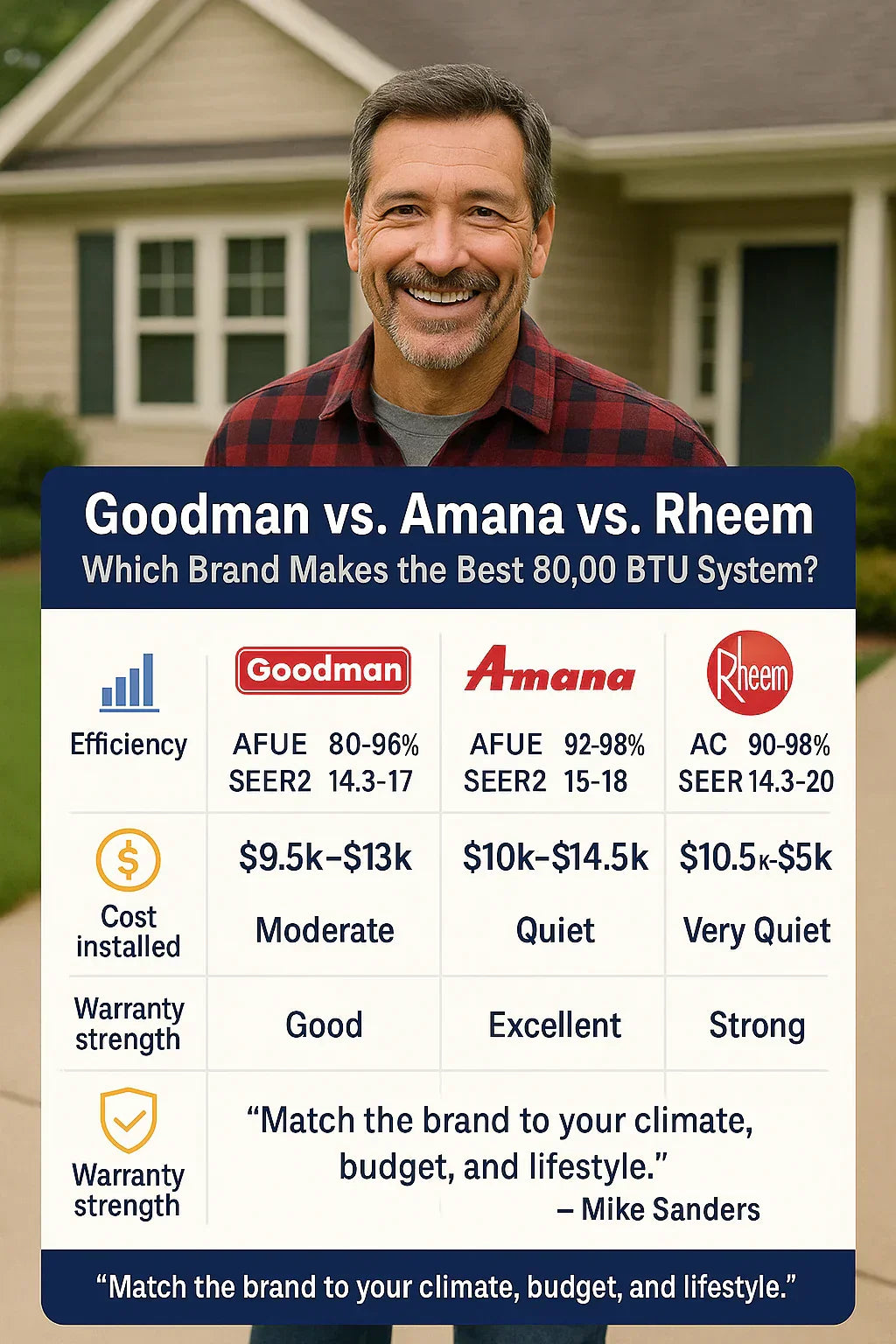 Goodman vs. Amana vs. Rheem: Which Brand Makes the Best 80,000 BTU System?