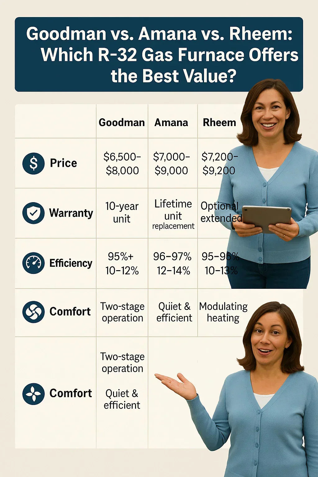 Goodman vs. Amana vs. Rheem: Which R-32 Gas Furnace Offers the Best Value?