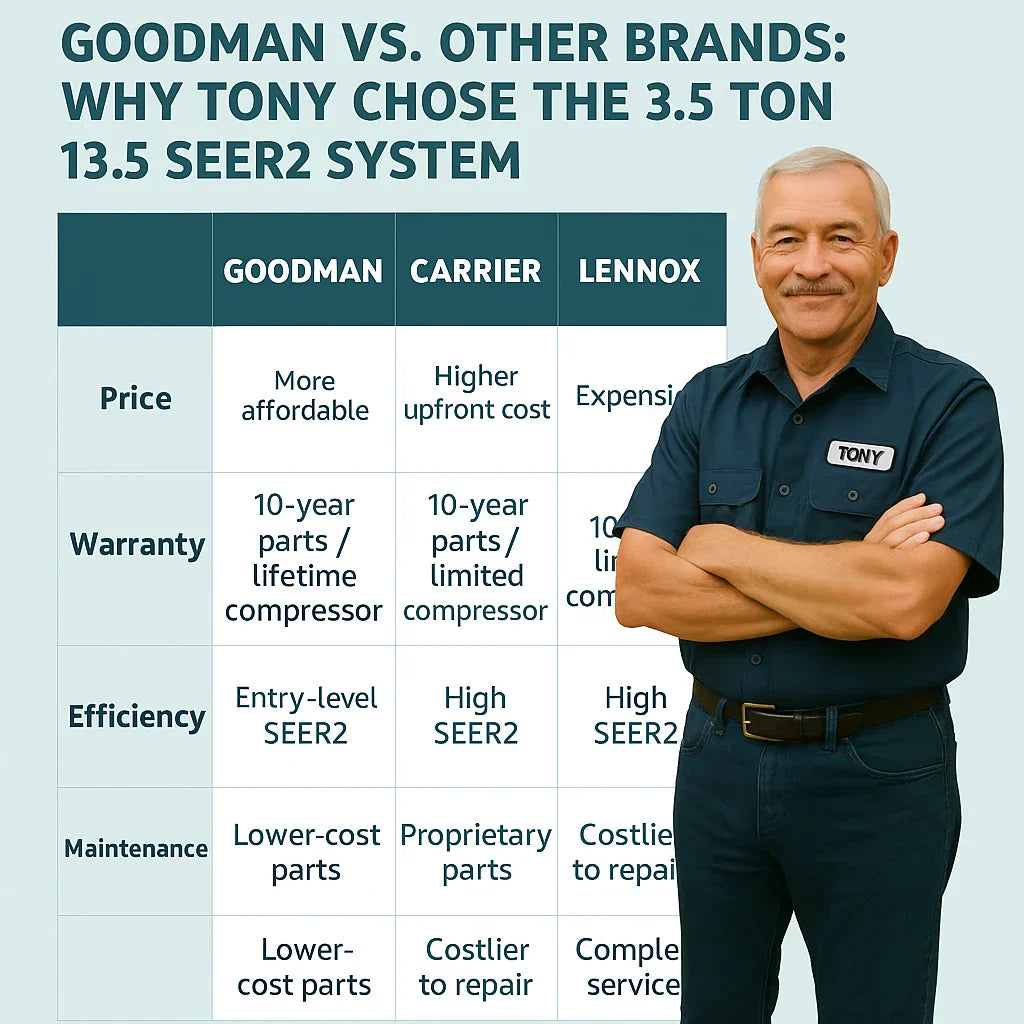 Goodman vs. Other Brands Why Tony Chose the 3.5 Ton 13.5 SEER2 System