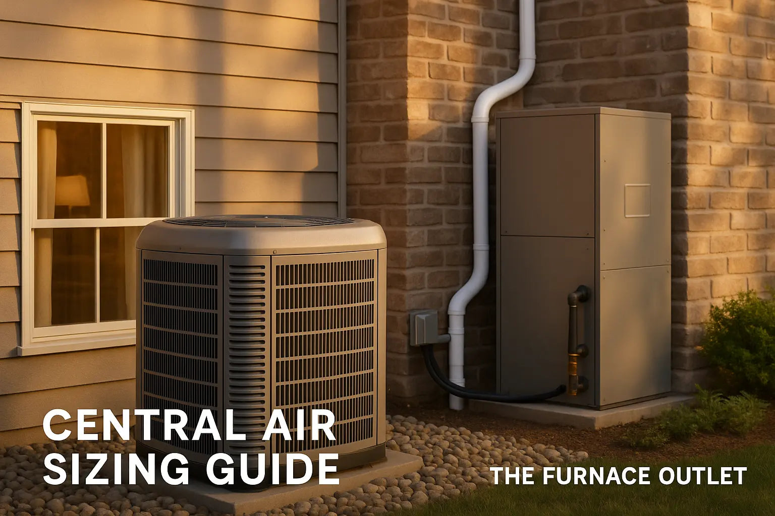 HVAC system in modern home interior with furnace, AC unit, and Manual J load calc clipboard by The Furnace Outlet.