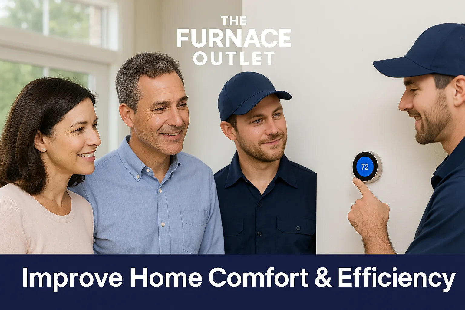 HVAC technician shows homeowners how to use a smart thermostat for better comfort and energy savings.