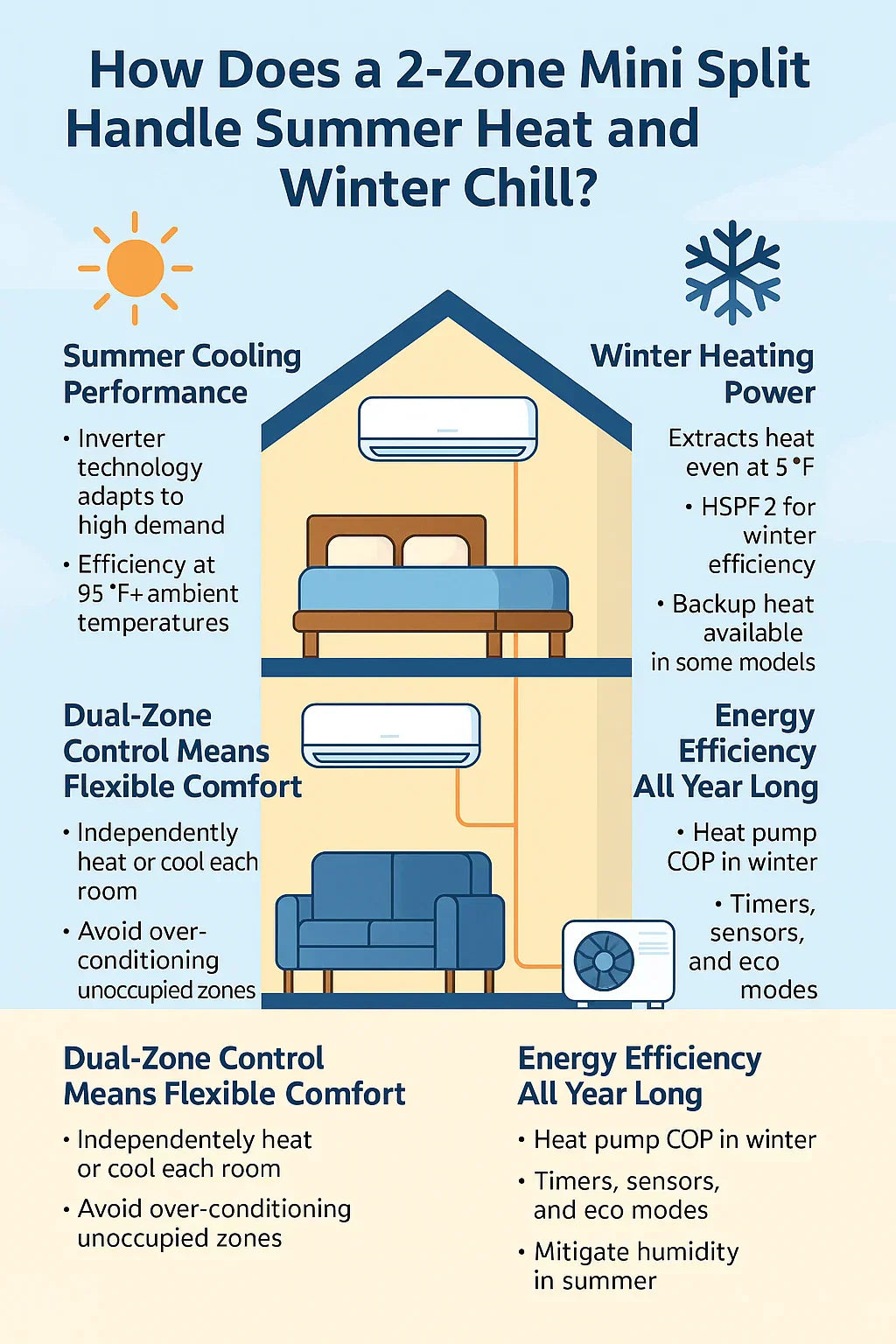 How Does a 2-Zone Mini Split Handle Summer Heat and Winter Chill?