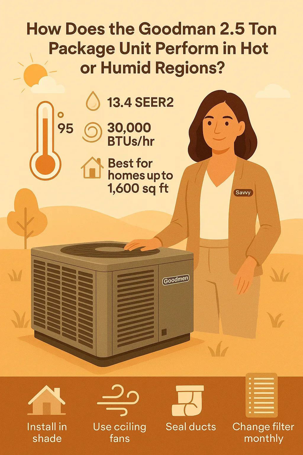 How Does the Goodman 2.5 Ton Package Unit Perform in Hot or Humid Regions
