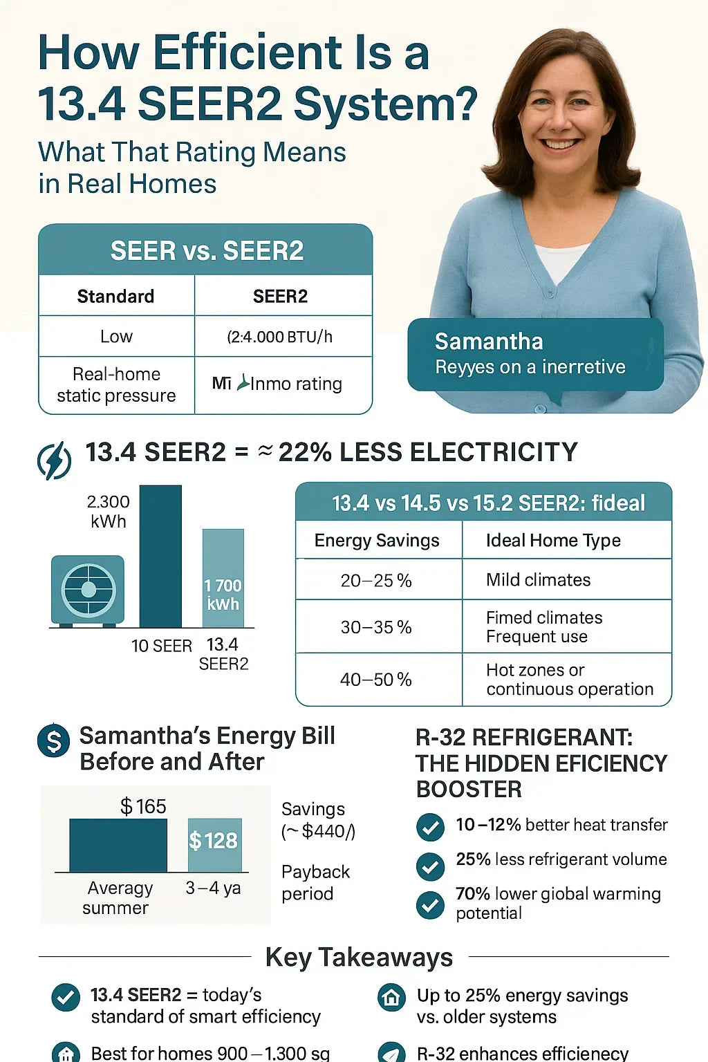 How Efficient Is a 13.4 SEER2 System? What That Rating Means in Real Homes
