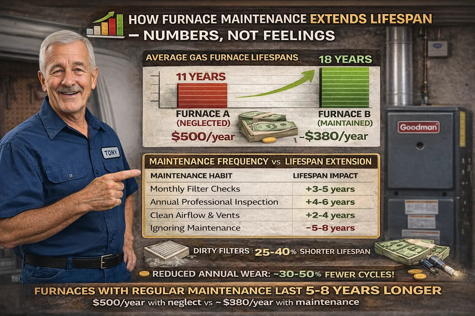 How Furnace Maintenance Extends Lifespan — Numbers, Not Feelings