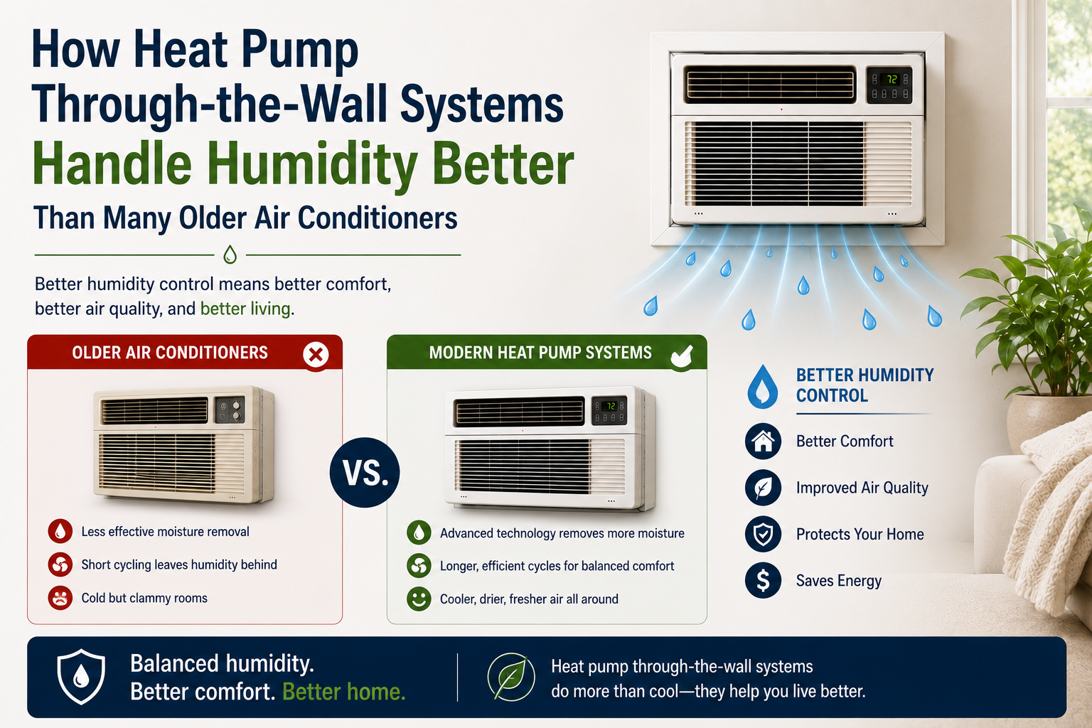 How Heat Pump Through-the-Wall Systems Handle Humidity Better Than Many Older Air Conditioners