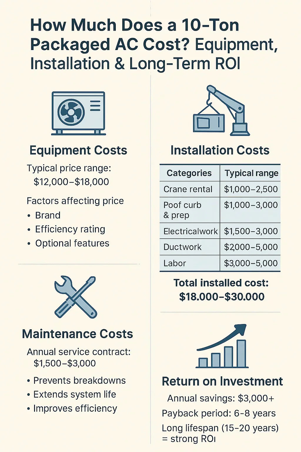 How Much Does a 10-Ton Packaged AC Cost? Equipment, Installation & Long-Term ROI