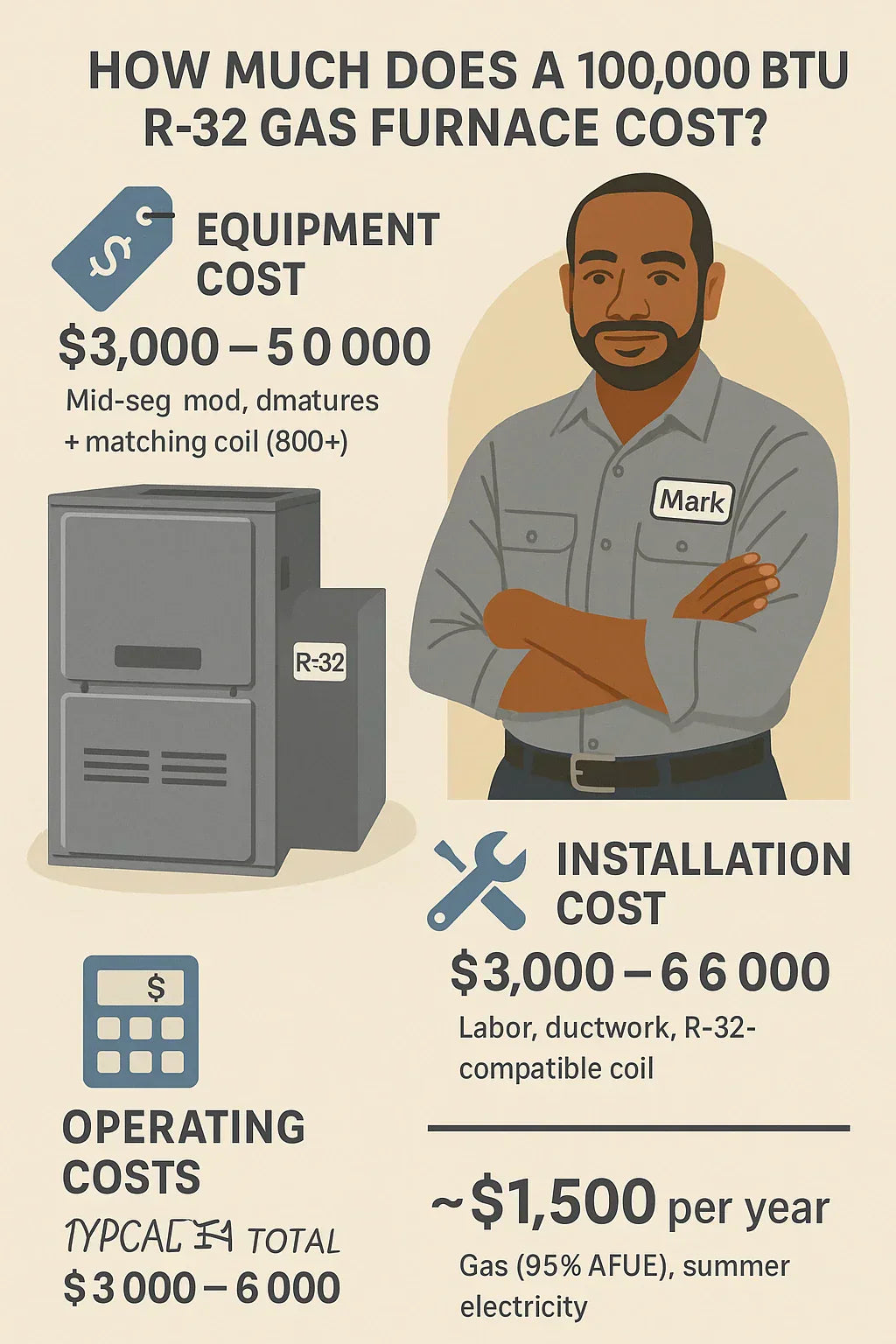 How Much Does a 100,000 BTU R-32 Gas Furnace Cost? Equipment, Installation & Ongoing Expenses