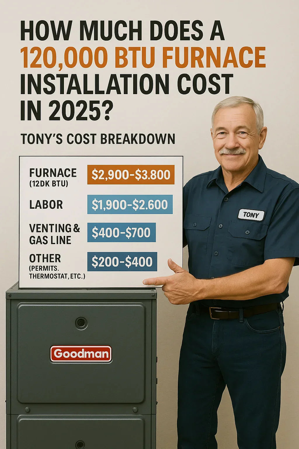 How Much Does a 120,000 BTU Furnace Installation Cost in 2025