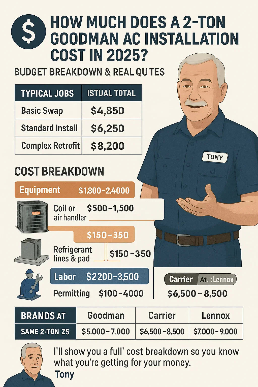 How Much Does a 2-Ton Goodman AC Installation Cost in 2025? Budget Breakdown & Real Quotes