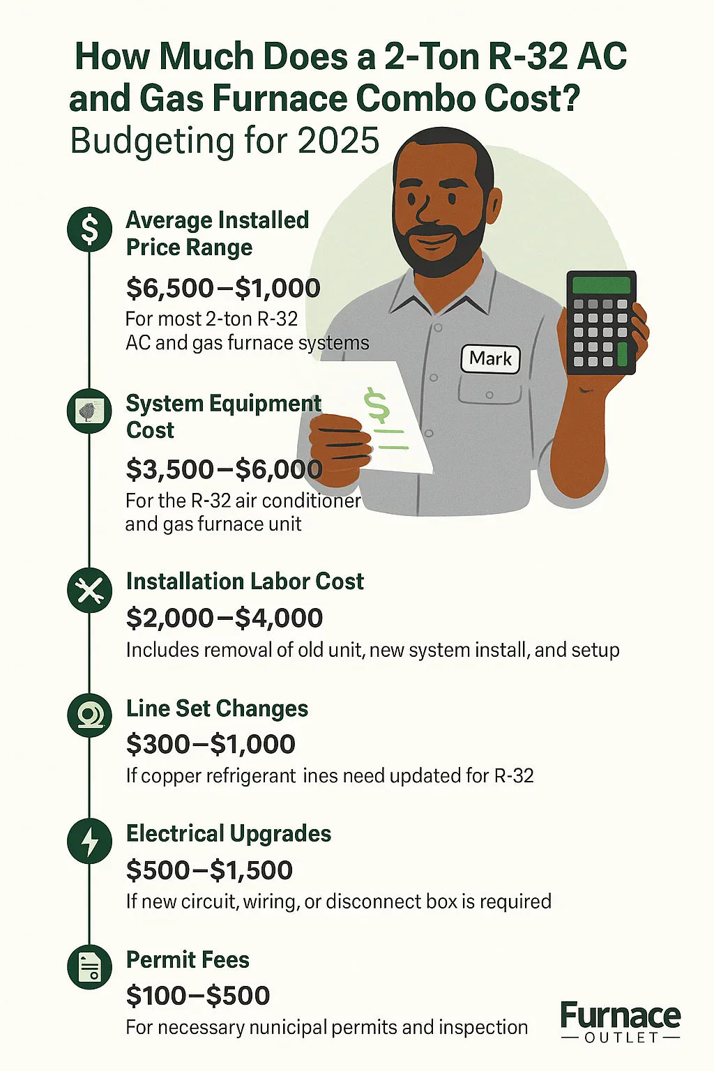 How Much Does a 2-Ton R-32 AC and Gas Furnace Combo Cost Budgeting for 2025