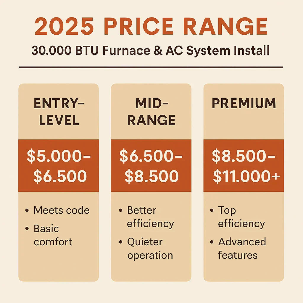 How Much Does a 30,000 BTU Furnace & AC System Cost in 2025?