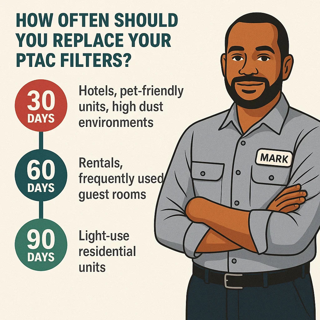 How Often Should You Replace Your PTAC Filters Clear guidance from Mark on replacement intervals